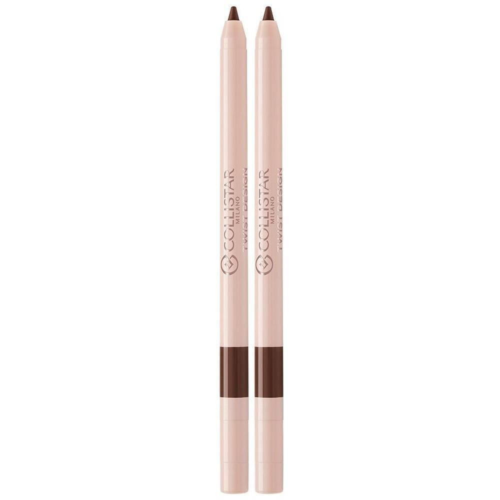Deux crayons à lèvres marron avec inscription argentée.