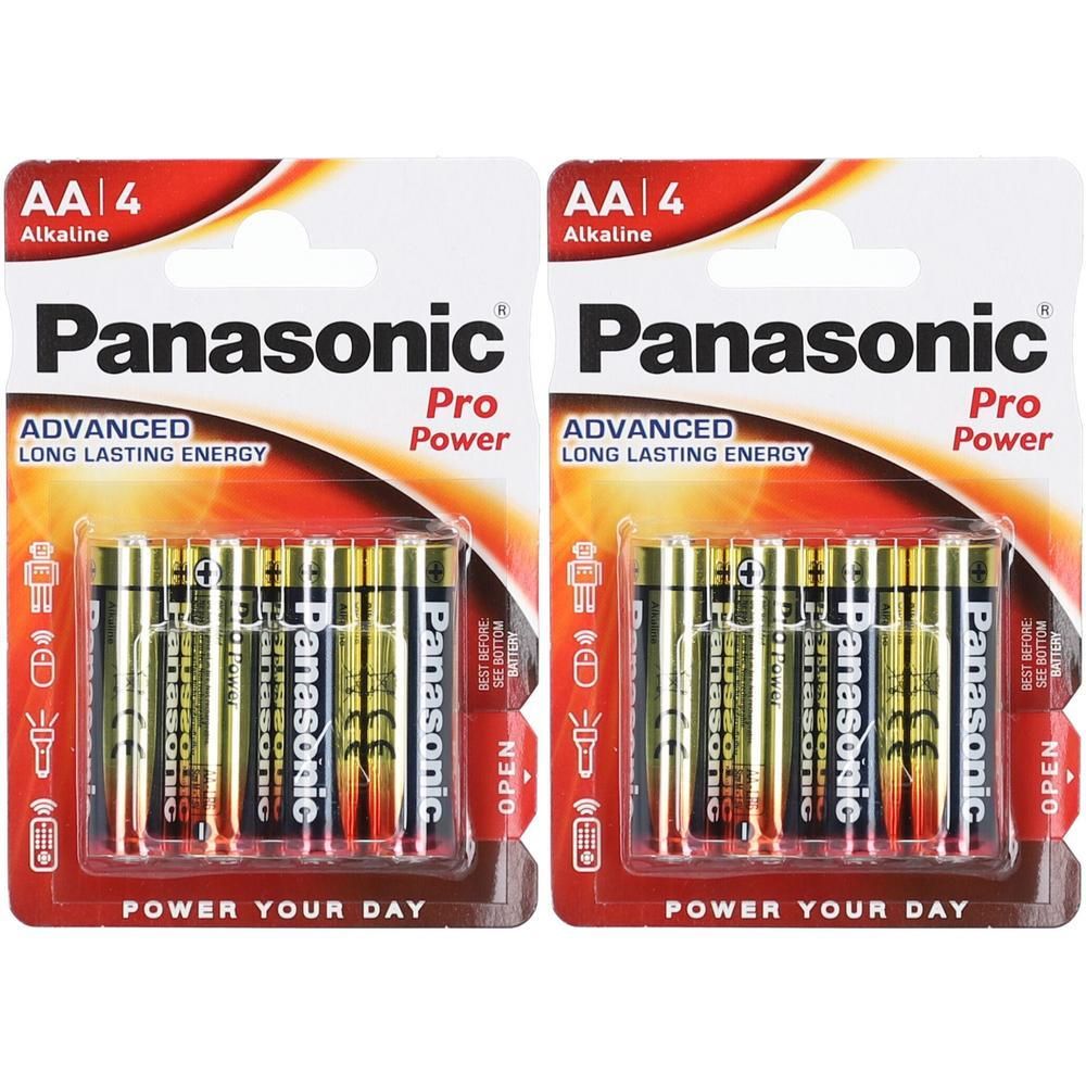 Deux paquets de piles Panasonic Pro Power AA, 4 piles par paquet.