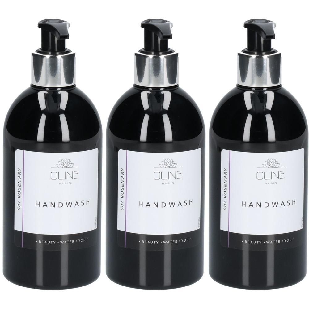 Trois flacons pompe noirs de savon pour les mains OLIN, Rosemary.