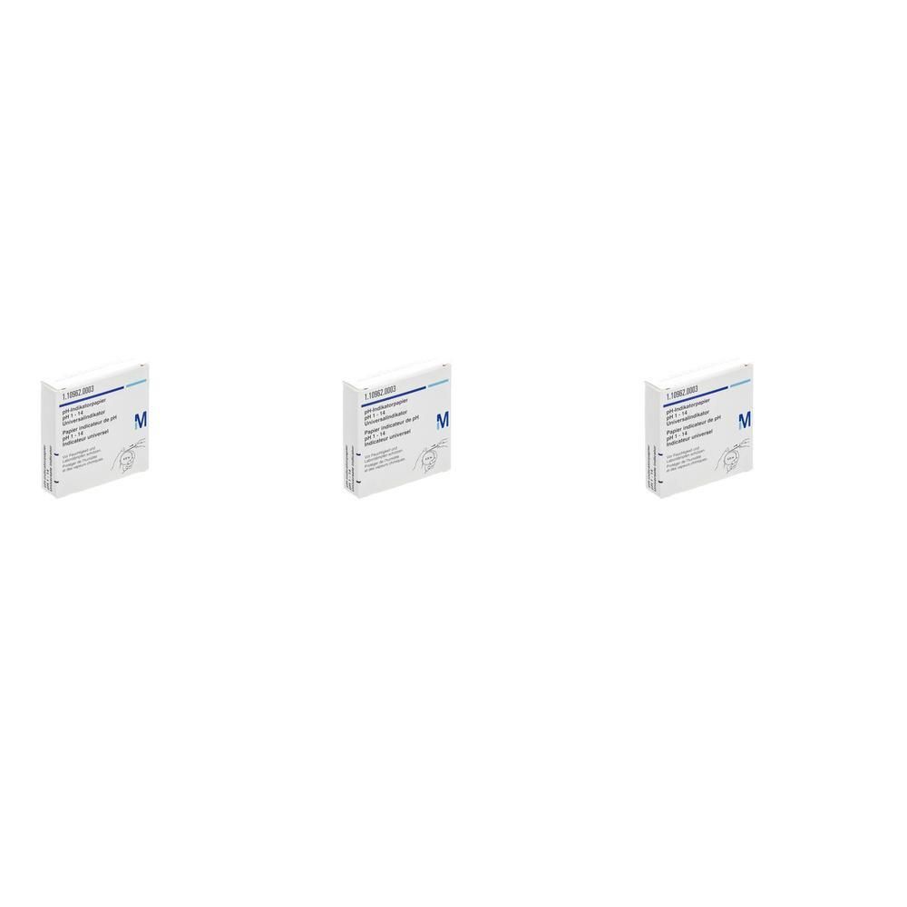 Trois paquets de papier indicateur de pH 1-14.