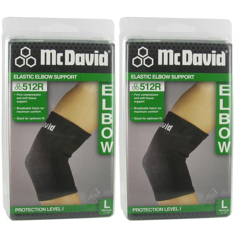 Lot de 2 coudières élastiques McDavid 512R, noires, taille L.