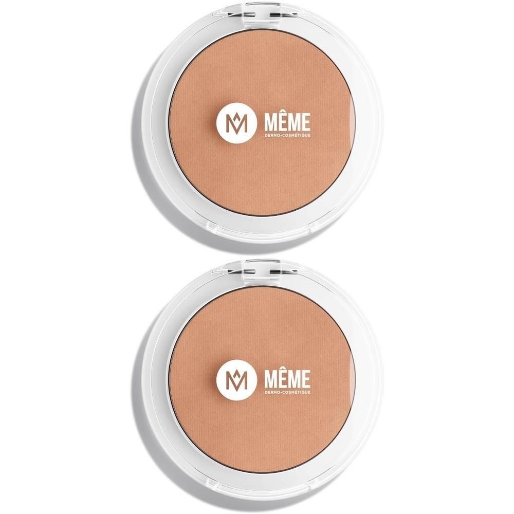Deux poudres bronzantes dans des boîtiers transparents avec logo MÊME.