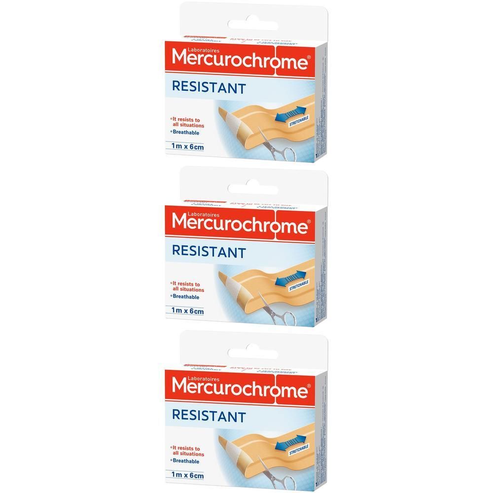 Mercurochrome Resistant rekbare verband, 1m x 6cm. Ademend en speciaal voor beweging.