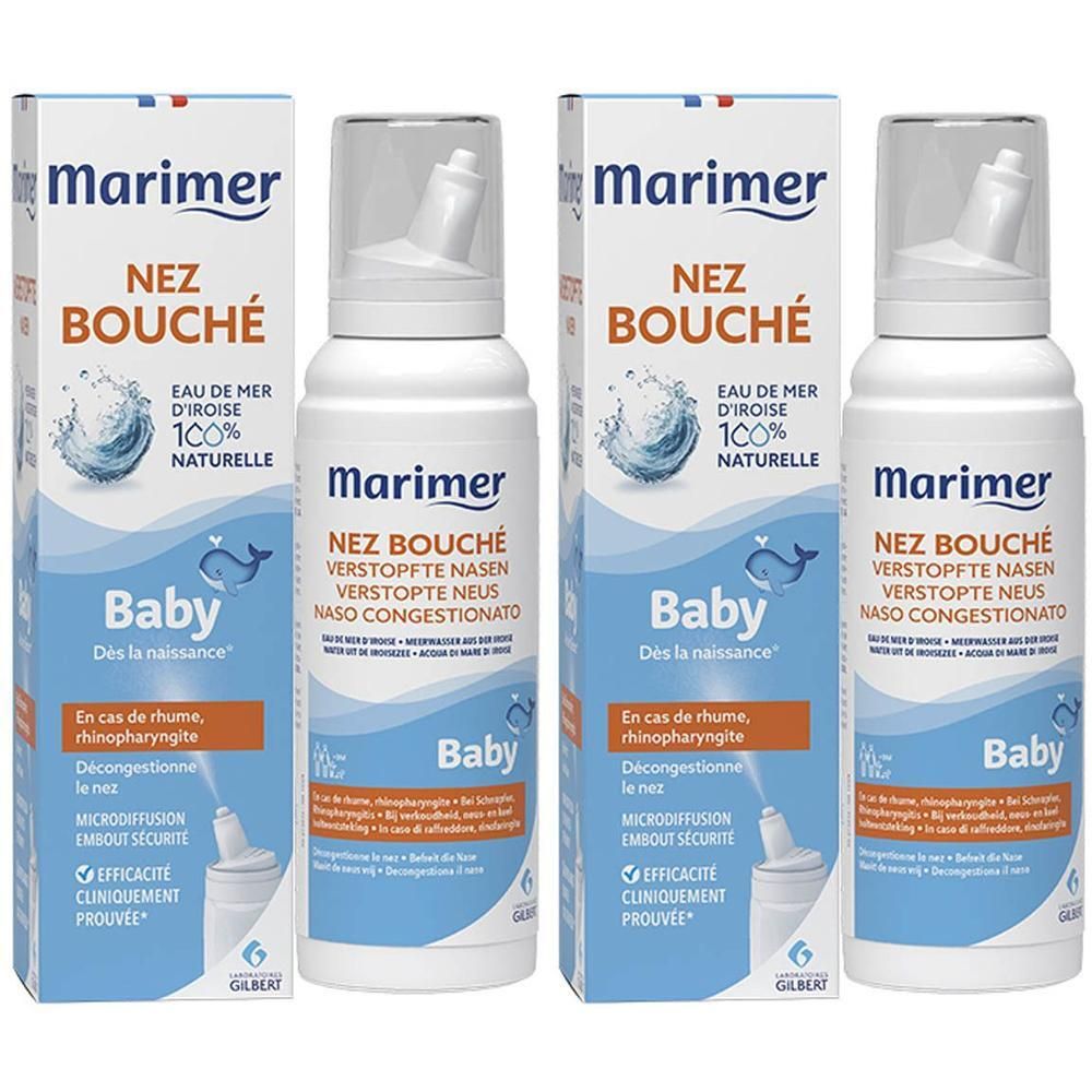 Marimer Baby neusspray, 2 flacons van 100ml met spuitkop, voor baby's vanaf de geboorte.