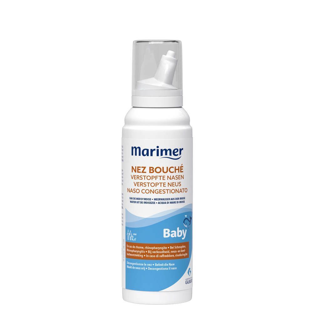 Marimer Baby Spray nasal, flacon de 100ml avec embout, pour bébés dès la naissance.