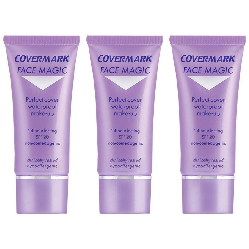 Drie tubes Covermark Face Magic make-up met SPF 20.