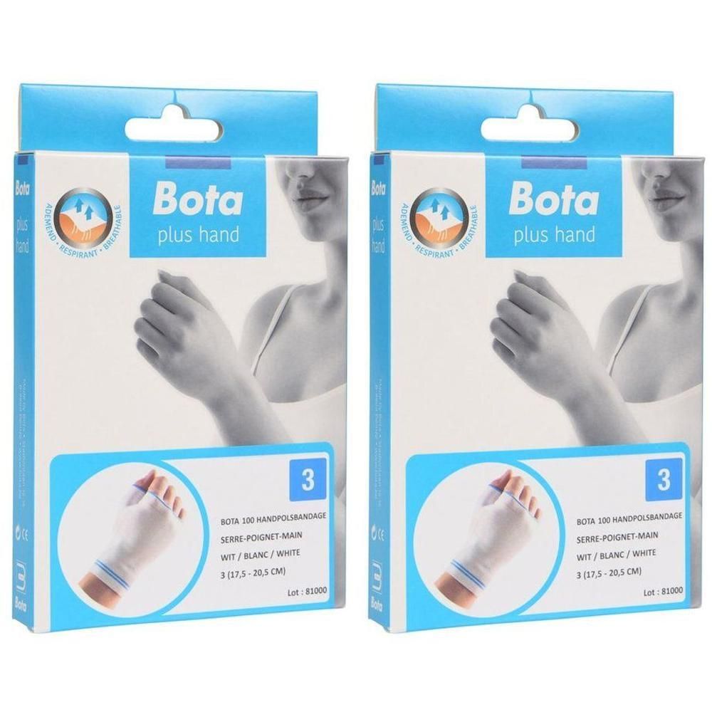 Twee verpakkingen Bota Pols-Hand + Duim Wit, maat 3.