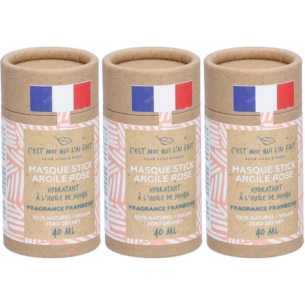 Twee cilindervormige potten met roze klei masker stick, 40 ml.