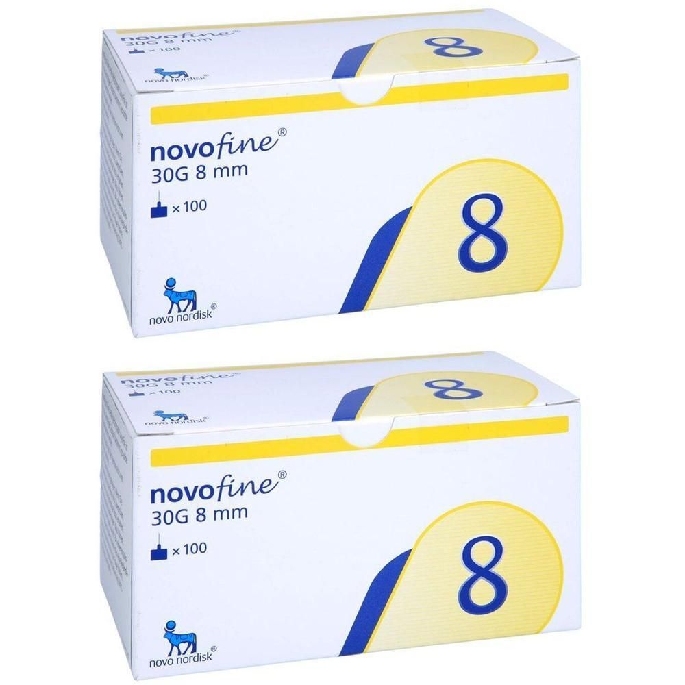 Deux boîtes d'aiguilles d'injection Novofine 30G 8 mm.