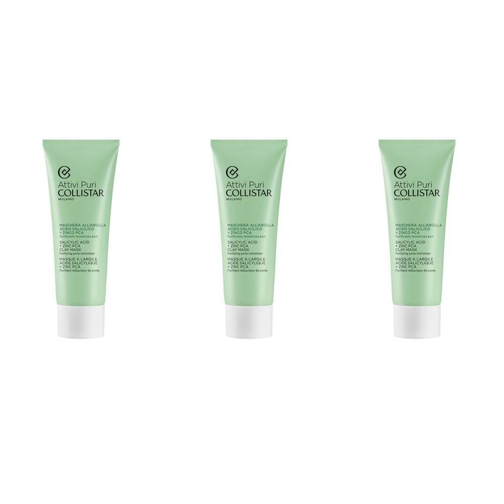 Trois tubes verts de masque visage, Collistar Attivi Puri.