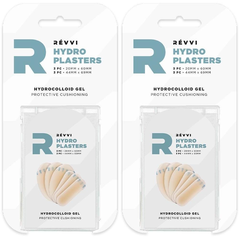 Deux paquets de pansements hydrocolloïdes RÉVVI pour un amorti protecteur.