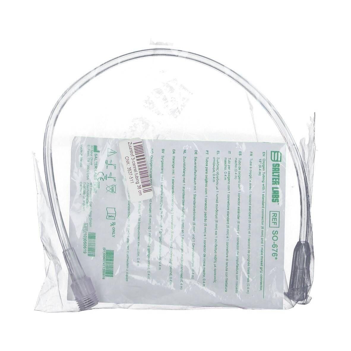 Transparante slang met 3 kanalen, 38 cm lang, in steriele verpakking.
