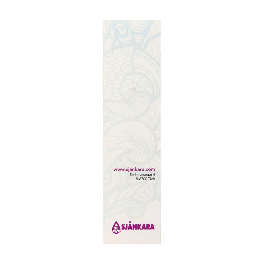 Emballage d'huile de douche Sjankara avec site web et adresse.