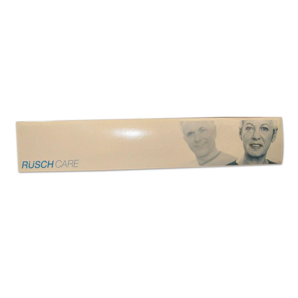 Emballage avec le logo "RÜSCH CARE" et les portraits de deux personnes âgées.
