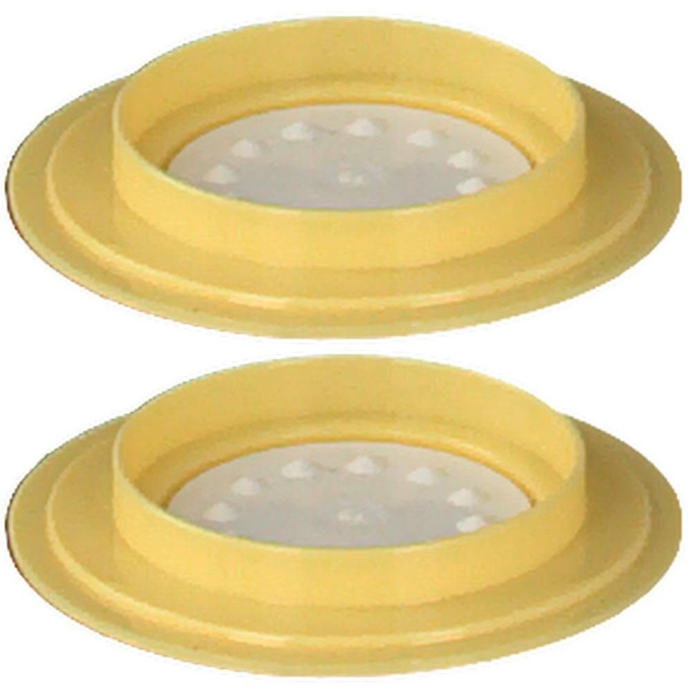 Deux valves jaunes avec un insert blanc et de petites bosses.