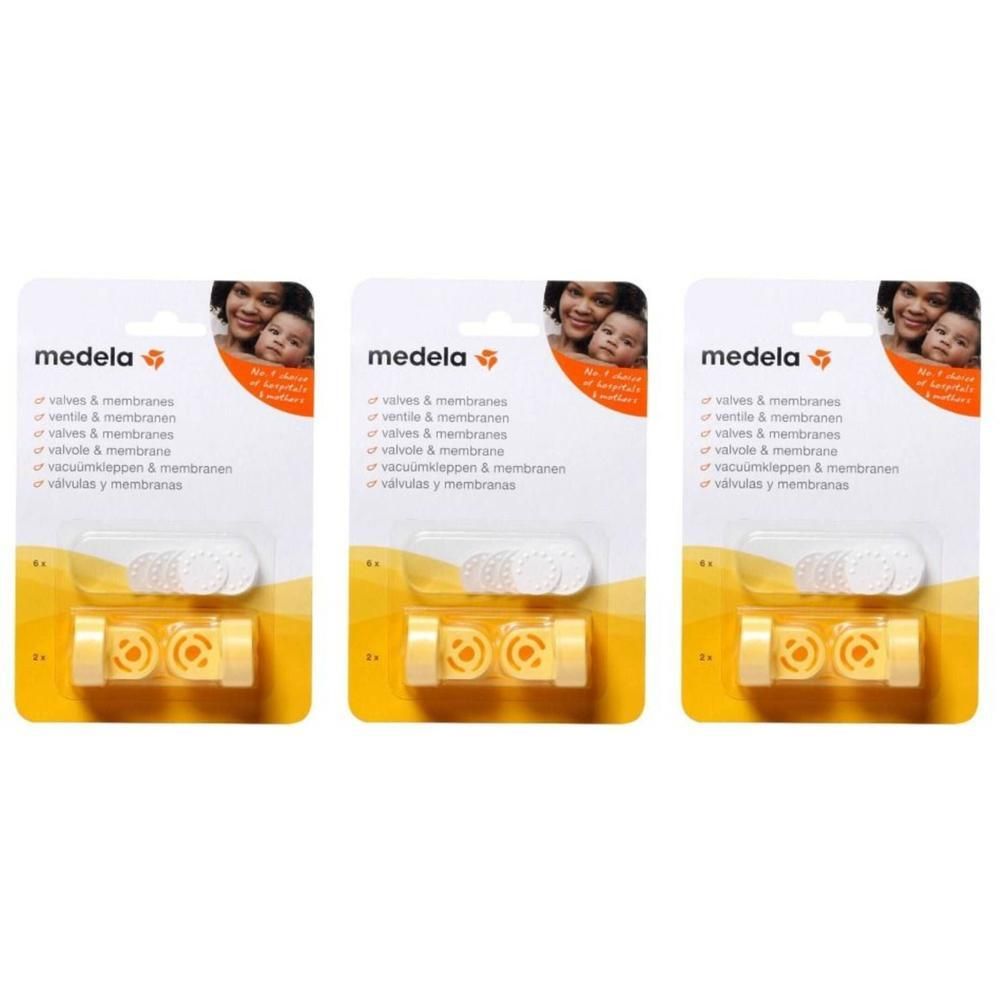 Trois paquets de membranes et valves Medela.