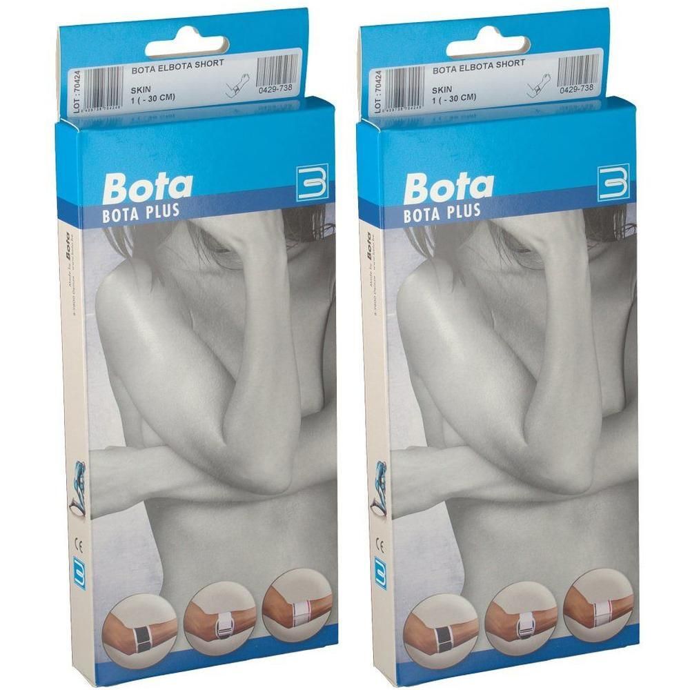 Twee verpakkingen Bota Bota Plus elleboogbrace, huidkleurig, maat 1 (15-30 cm).