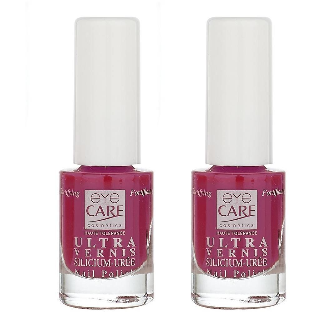 Deux flacons de vernis à ongles Eye Care Ultra Vernis Silicium-Uree rose.
