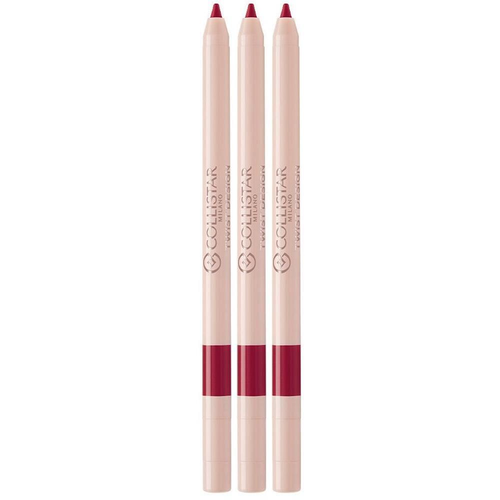 Trois crayons à lèvres rouges avec inscription dorée 'COLLISTAR MILANO'.