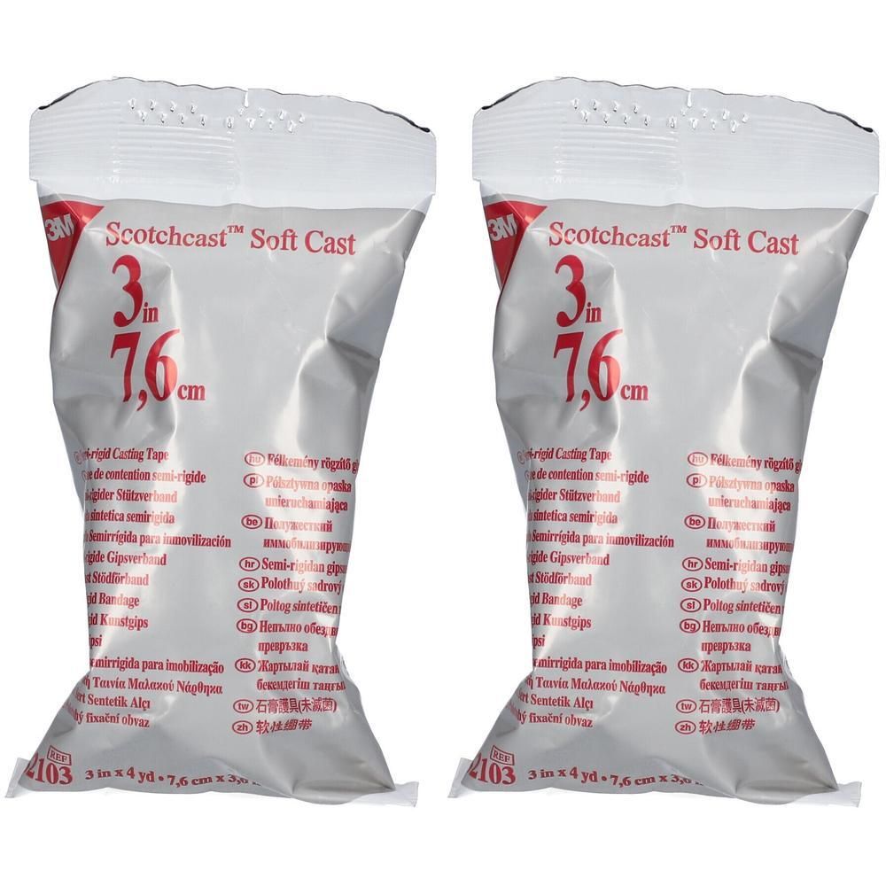 Twee verpakkingen 3M Scotchcast Soft Cast, 7,6 cm breed.
