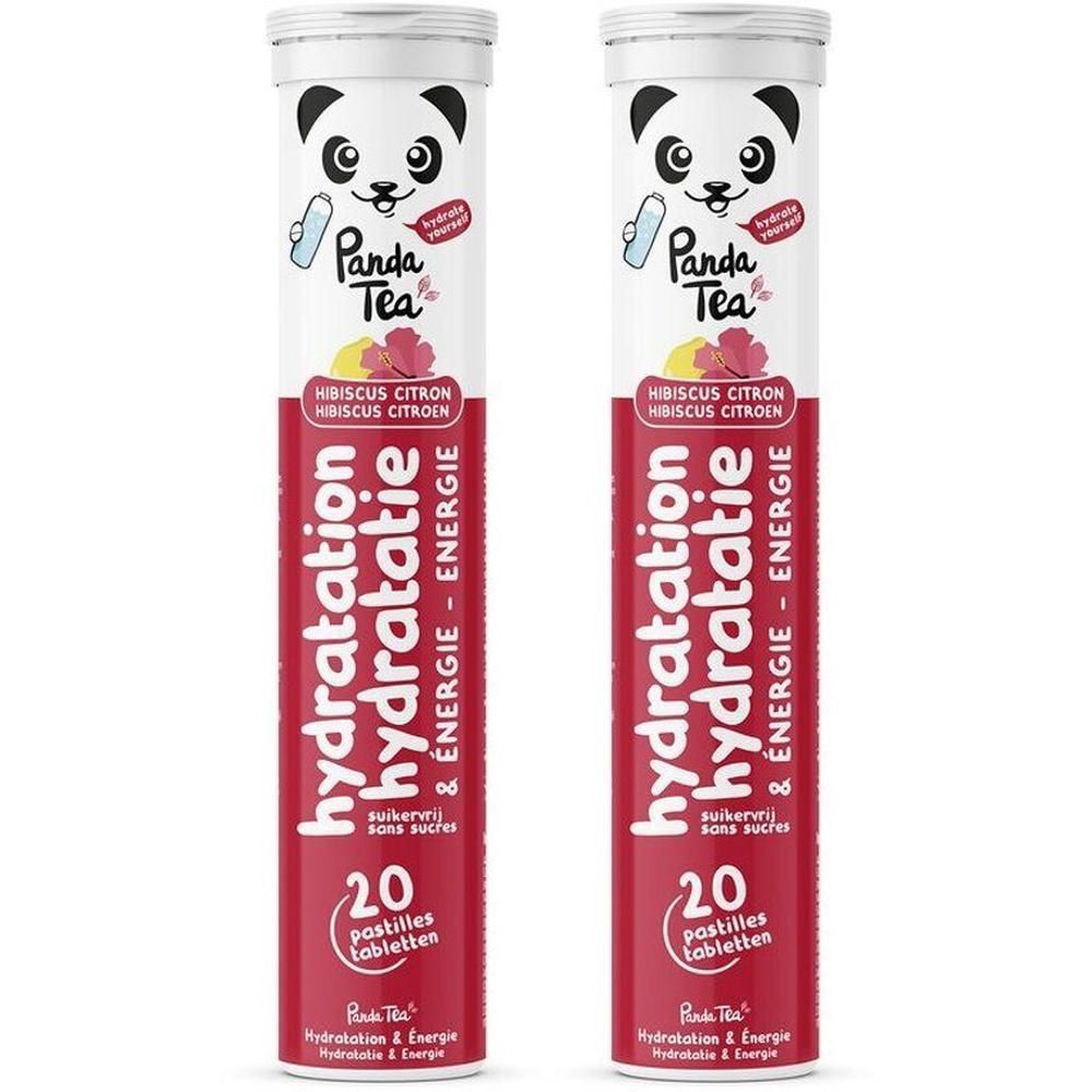 Twee Panda Tea Hydratation Citron/Hibiscus tubes, 20 tabletten per tube.