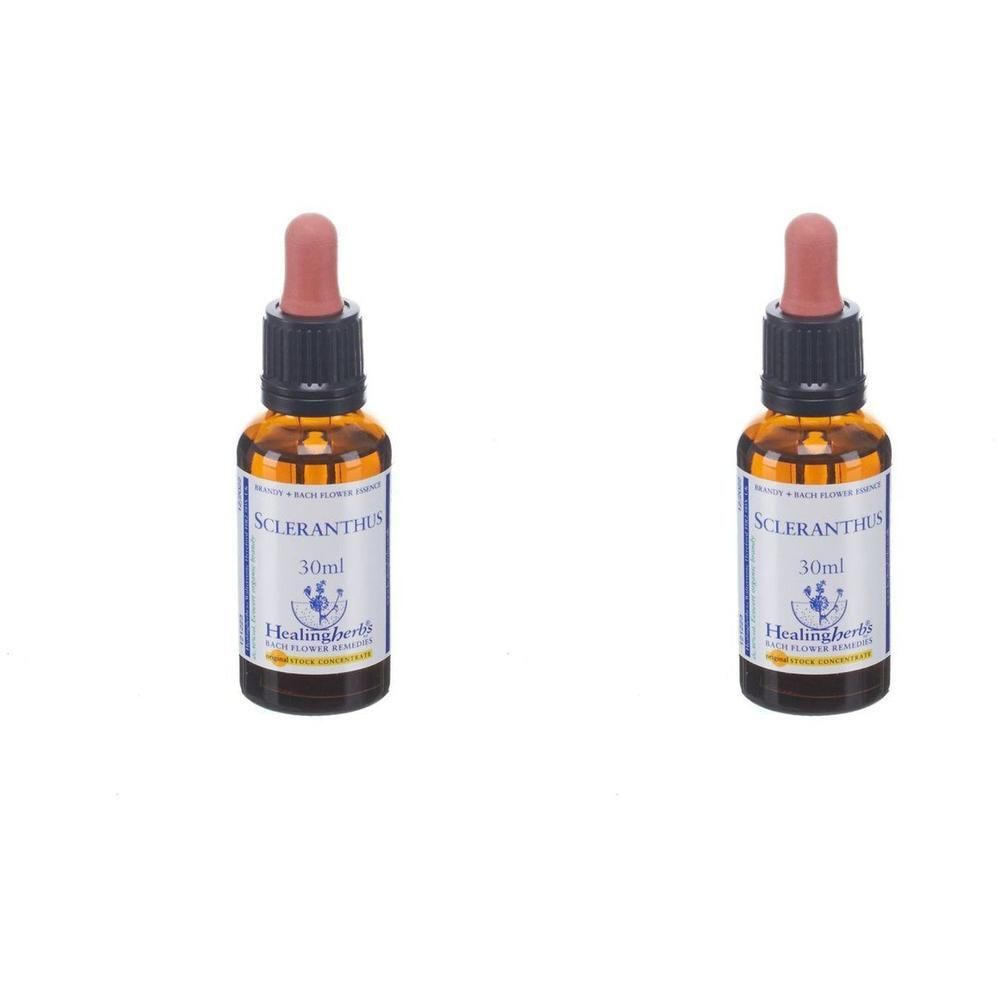 Deux flacons en verre brun avec compte-gouttes, 30ml de Scleranthus chacun.