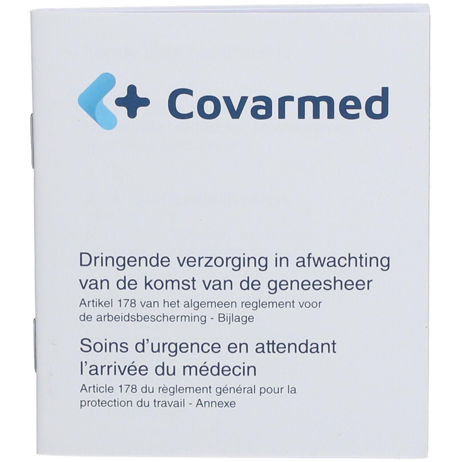 Covarmed brochure met noodinformatie in het Nederlands en Frans.