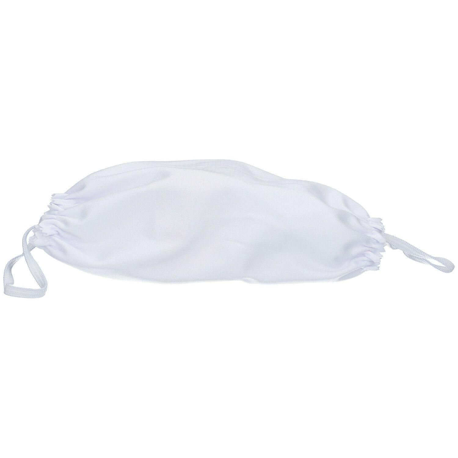 Witte microvezel beschermmasker etui met trekkoord.