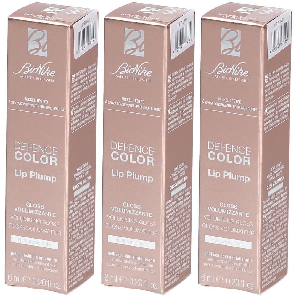 Drie verpakkingen BioNike Defence Color Lip Plump, 6ml. Rose Gold tint.