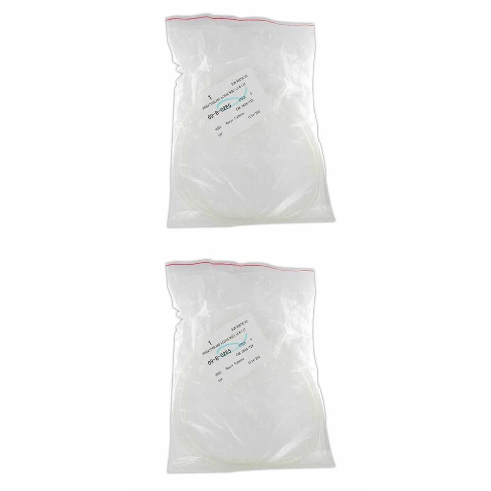 Deux sacs transparents contenant des objets ronds blancs. Chaque sac a une étiquette avec des informations sur le produit.