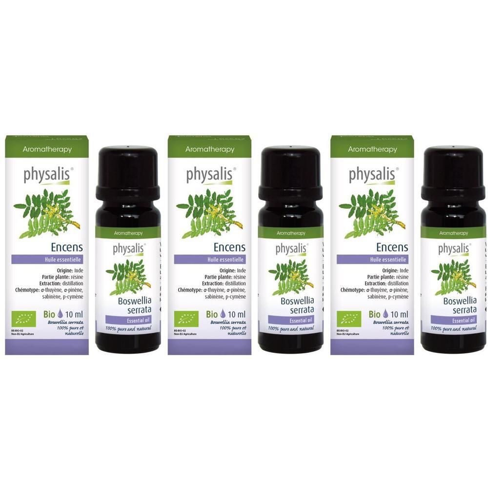Cinq flacons d'huile essentielle de Boswellia Serrata Physalis, 10ml.
