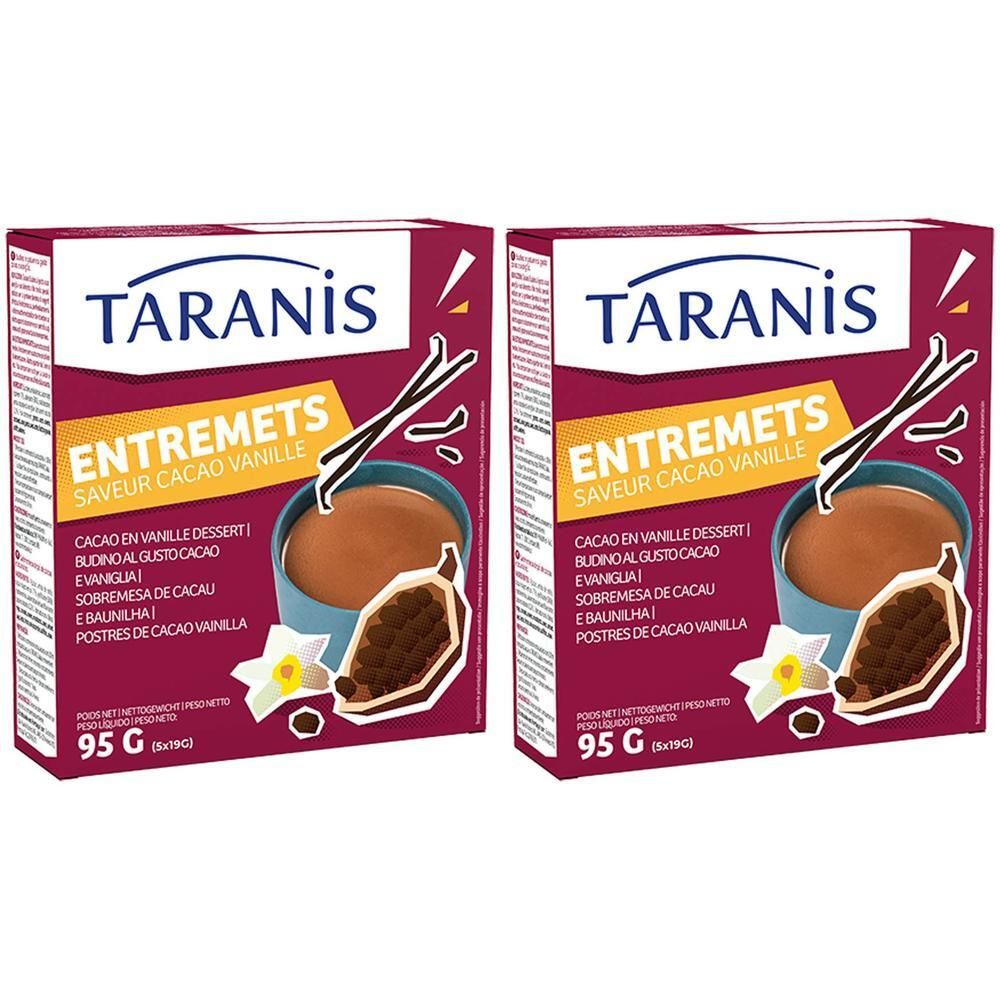 Deux boîtes Taranis Entremets Saveur Cacao Vanille, 95g.