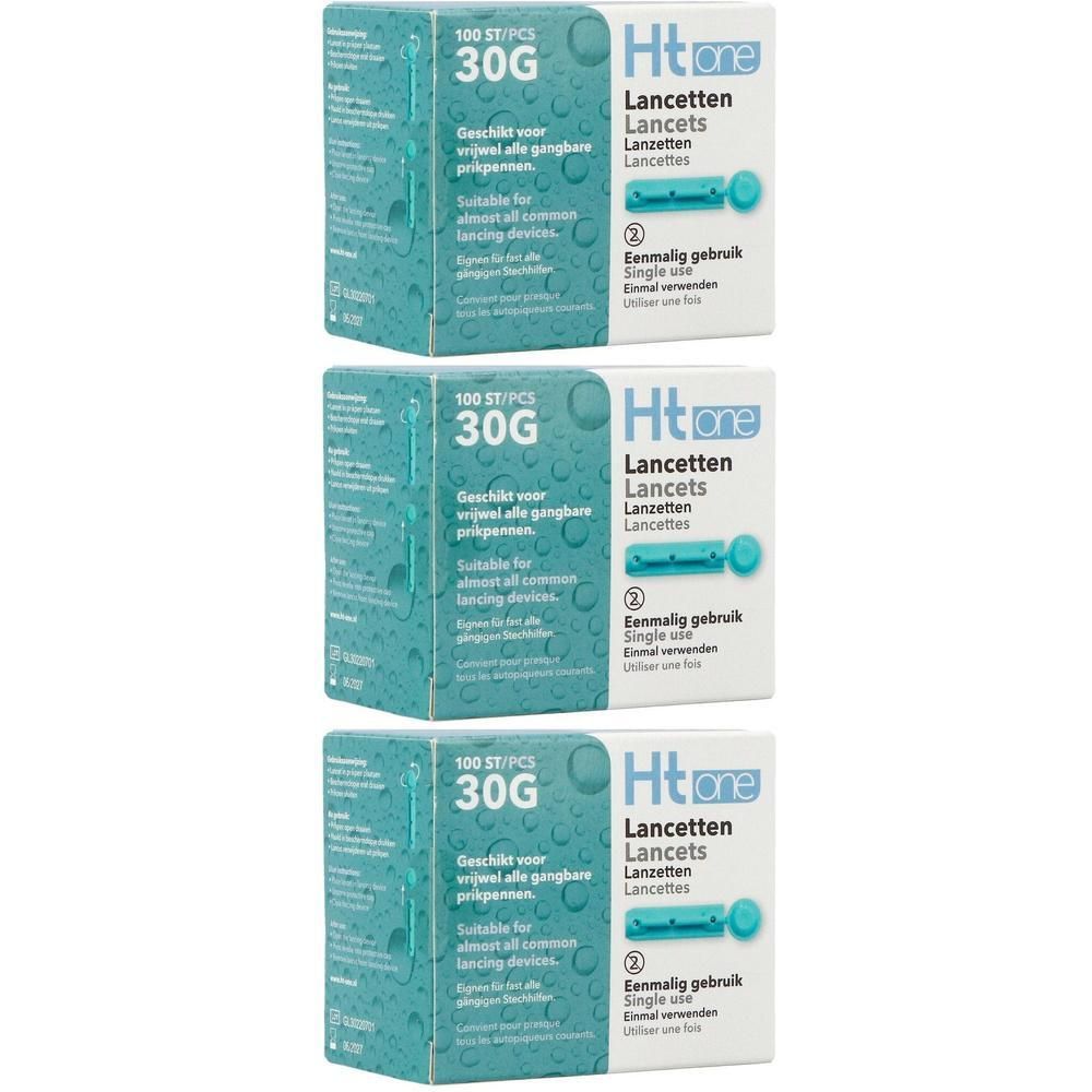 Drie pakken Htone lancetten, 30G, 100 stuks.