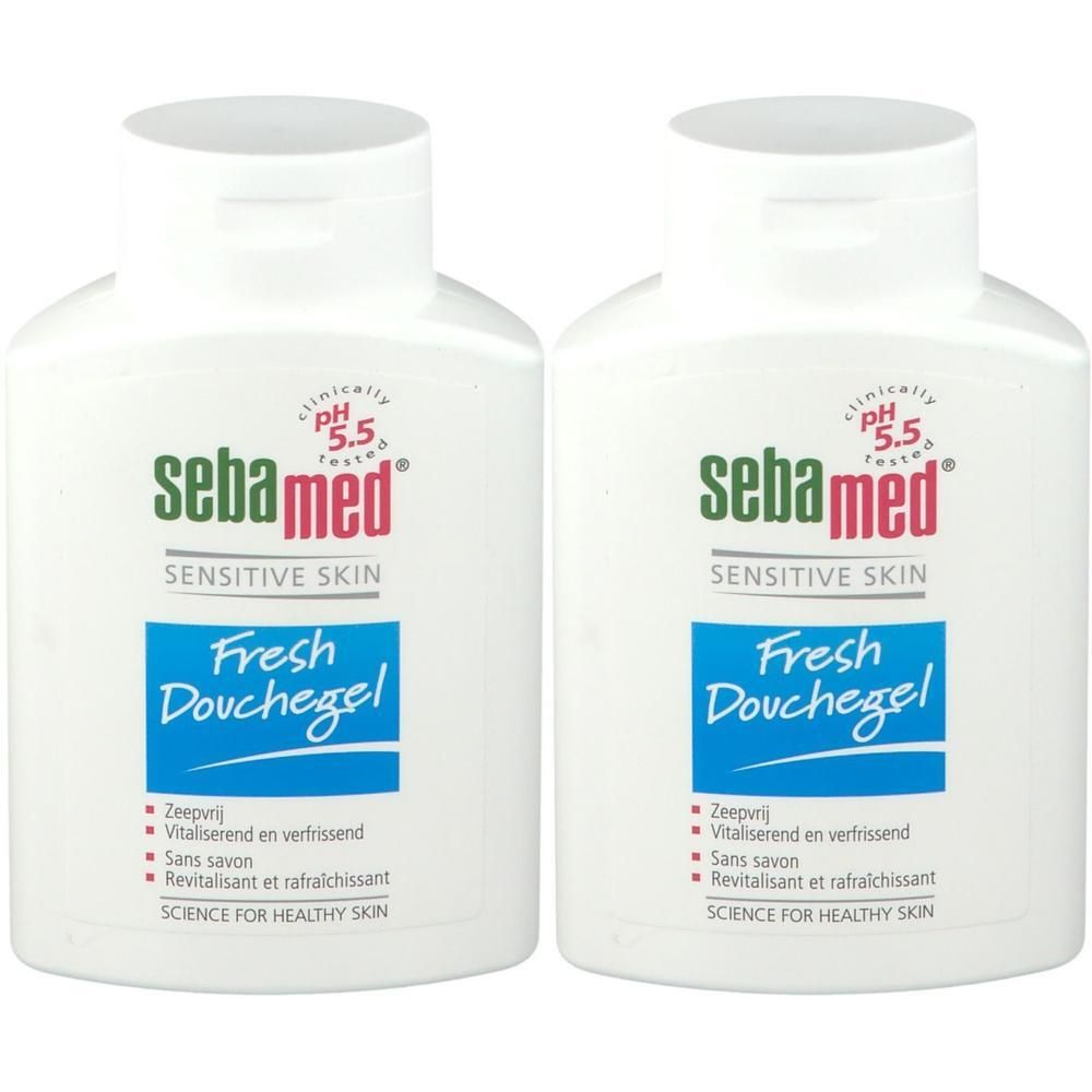 Twee Sebamed Fresh Douchegel flacons voor gevoelige huid, pH 5.5.