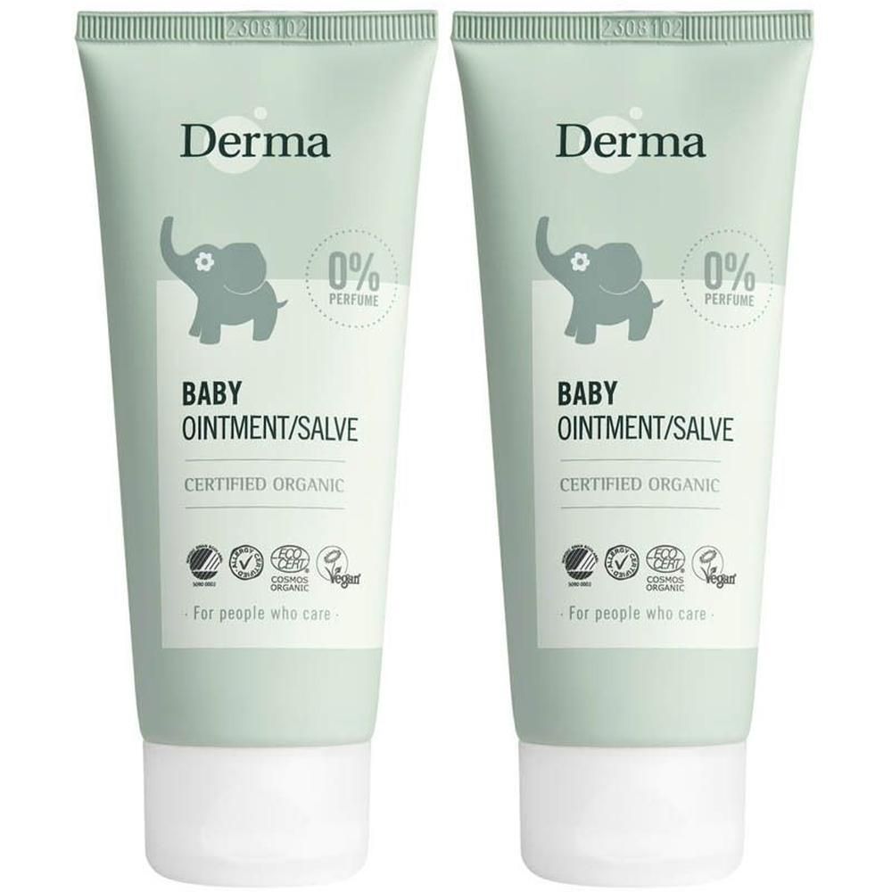 Twee tubes Derma Eco Baby zalf voor de luieruitslag, gecertificeerd biologisch, 0% parfum.