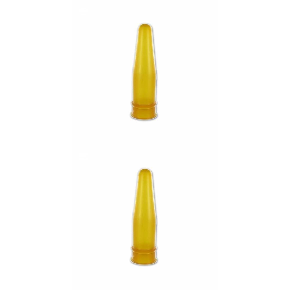 Deux tétines de bouteille en latex jaune pour veaux.