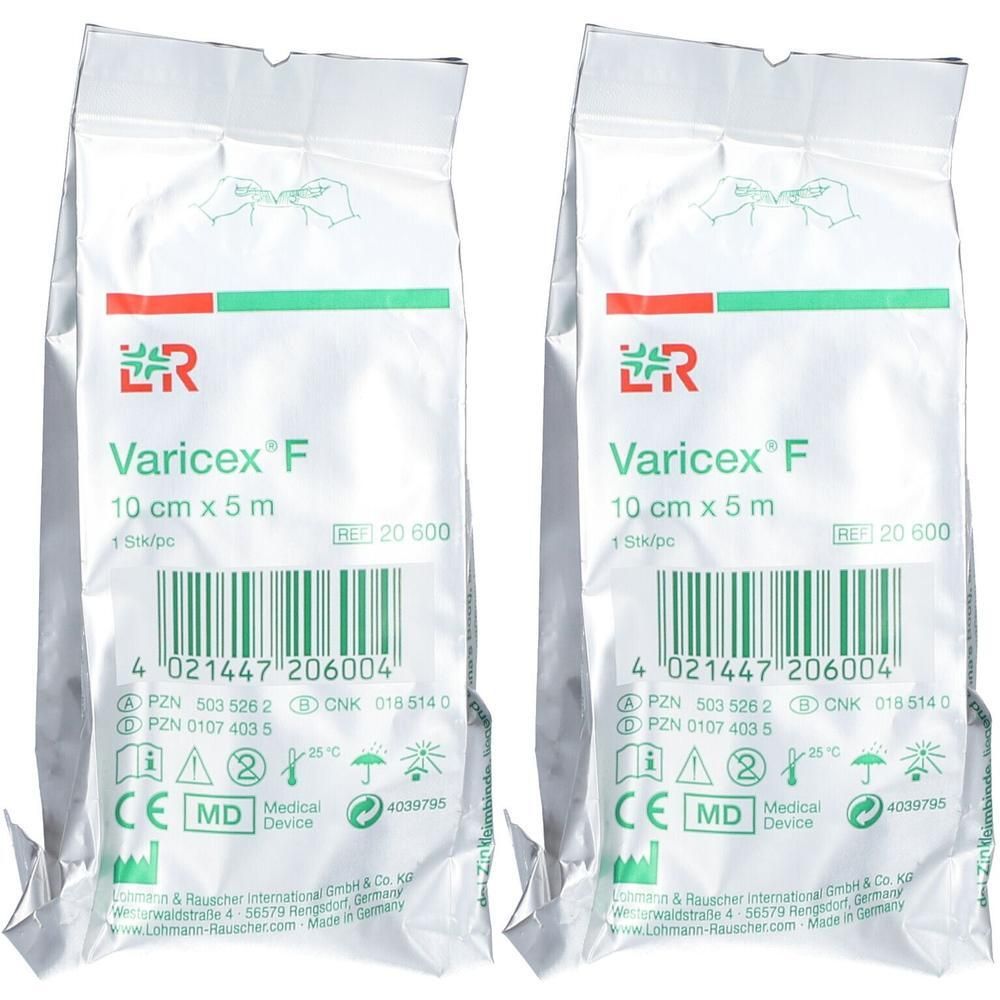 Twee pakken Varicex F verband, 10 cm x 5 m. Medisch hulpmiddel.