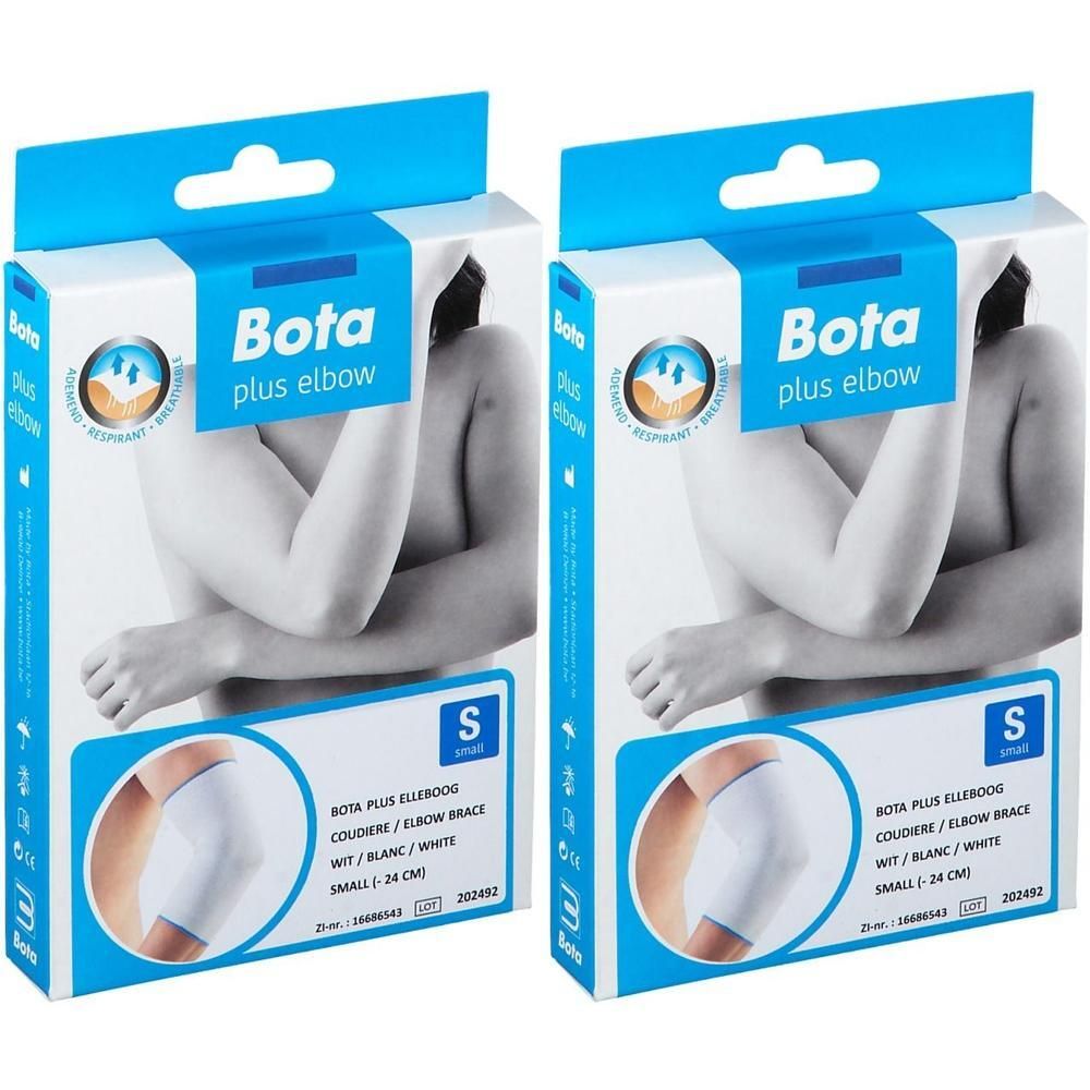 Twee pakken Bota Plus Elleboogbrace Wit, maat S.