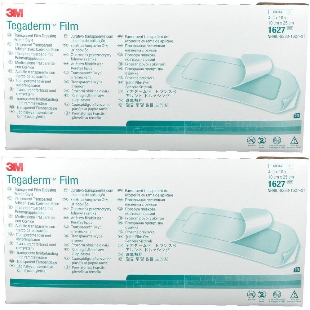 Twee pakken 3M Tegaderm Film, transparant verband, 10cm x 25cm.