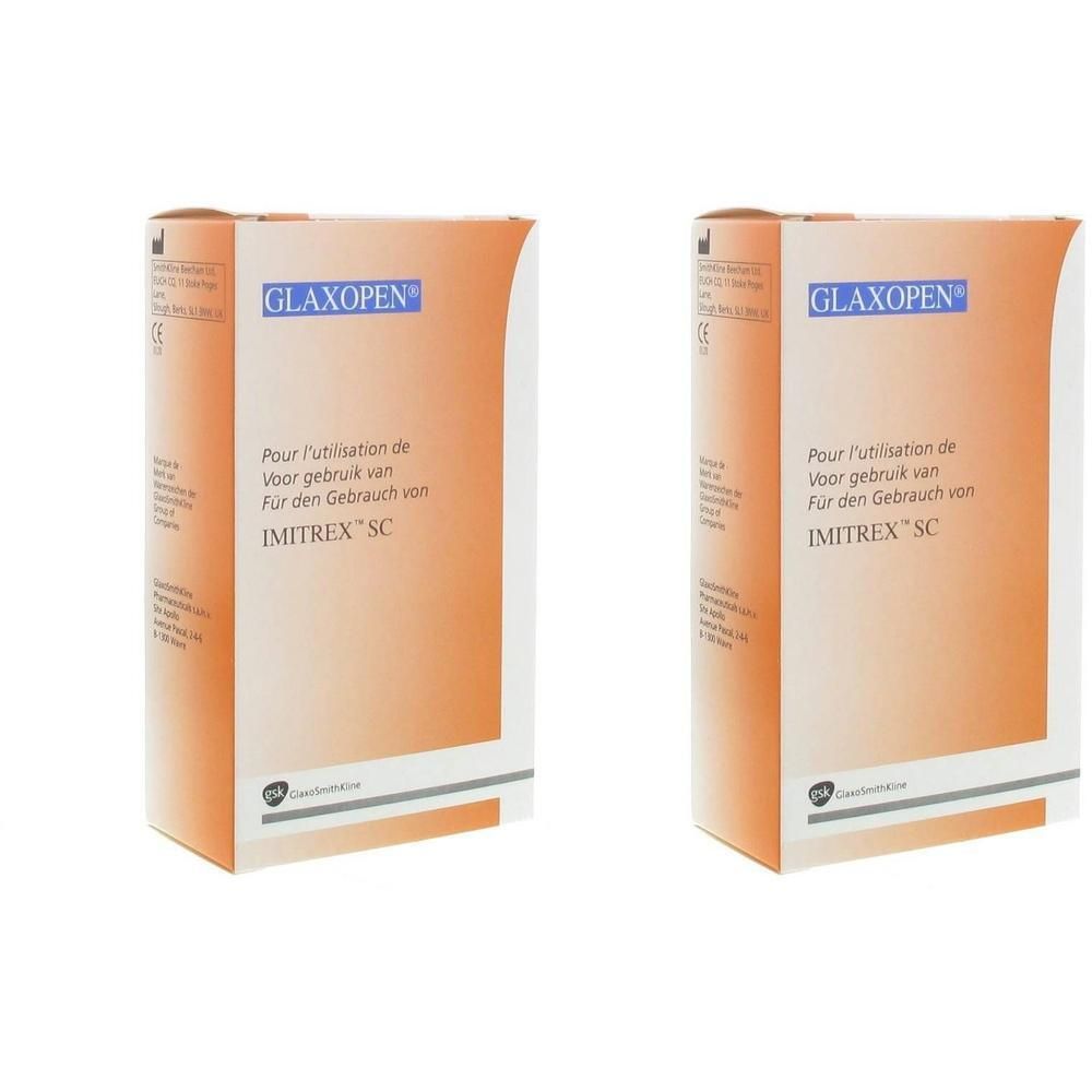 Deux boîtes de Glaxopen Imitrex SC pour injecteur.