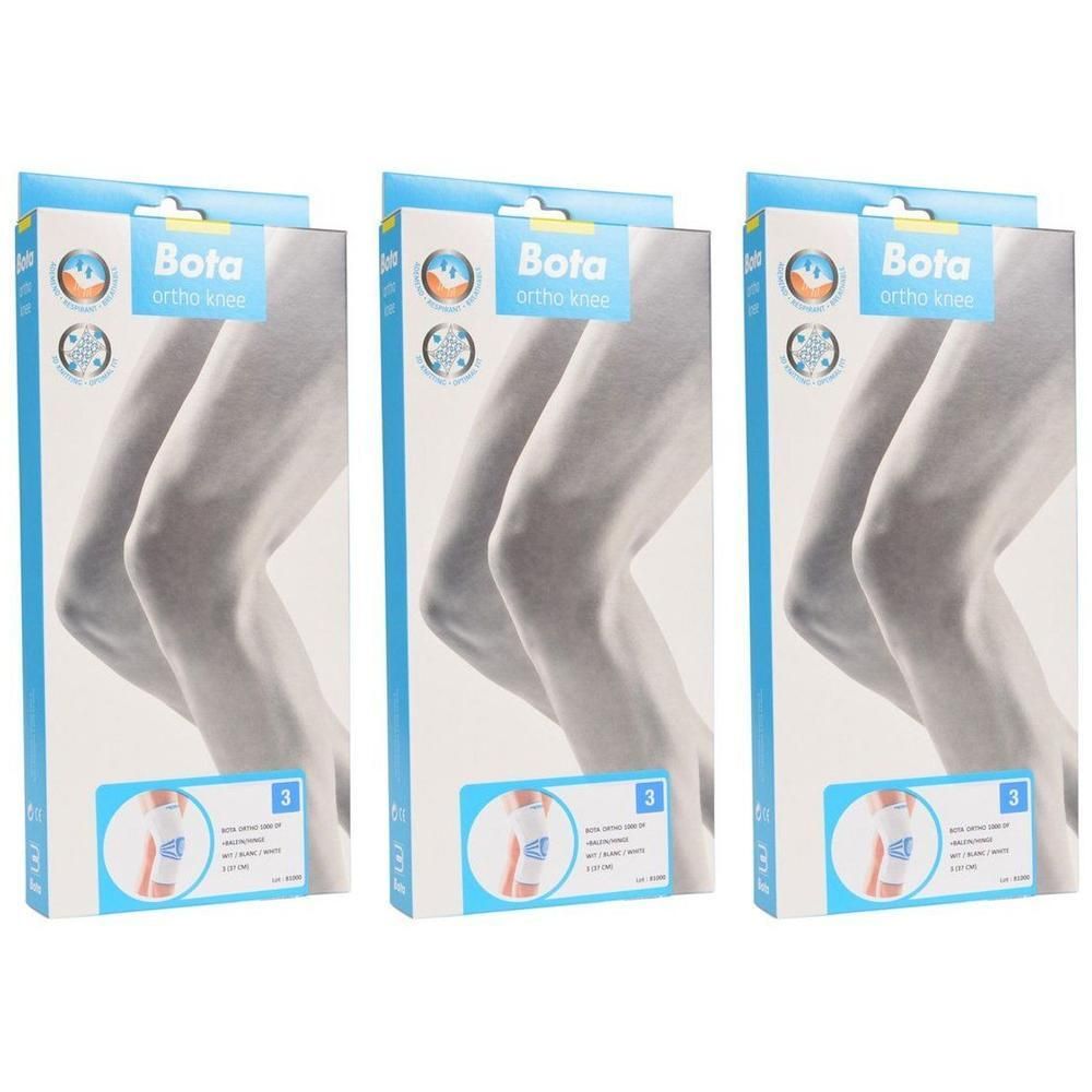 Drie verpakkingen Bota Ortho kniebrace wit, maat 3.