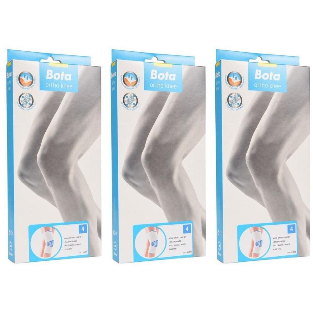 Trois paquets de genouillère Bota Ortho, blanc, taille 4.