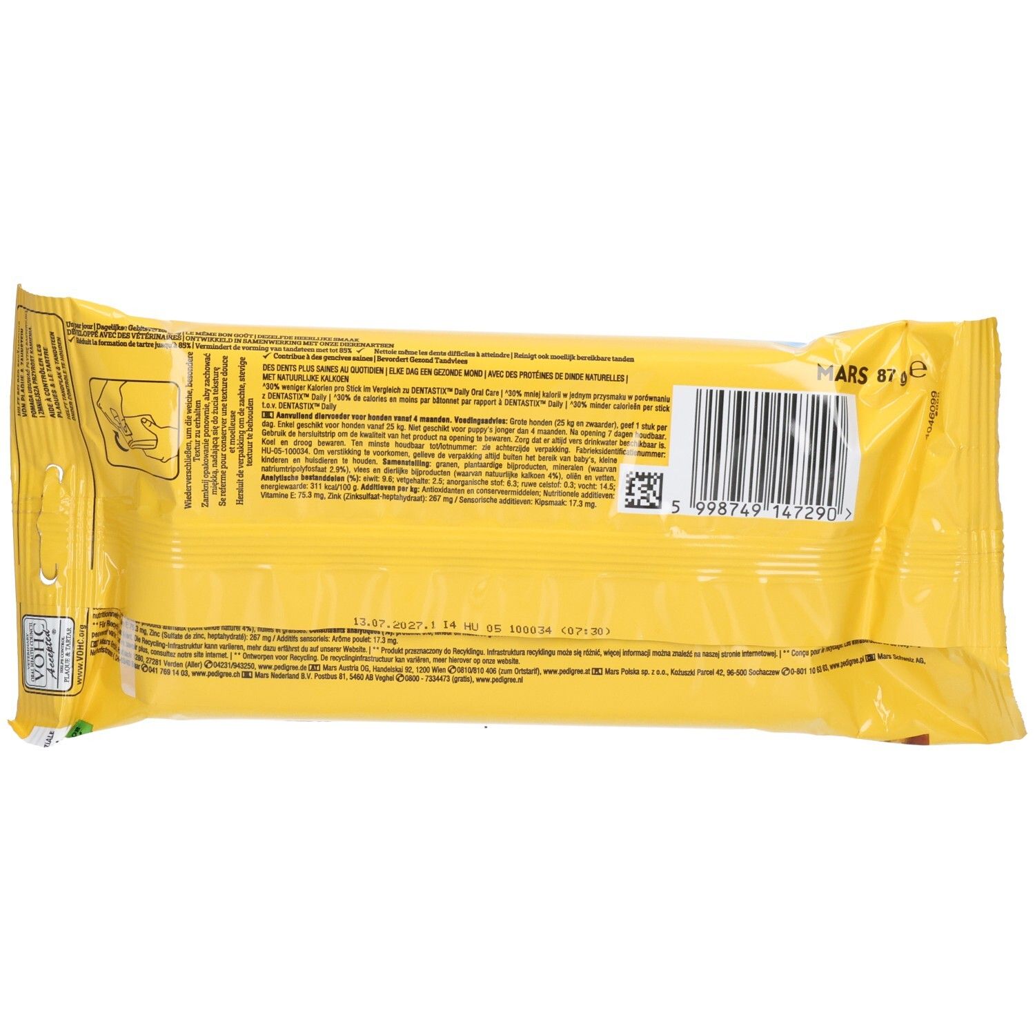 Pedigree Dentastix Daily Oral Care hondensnacks, 128g.