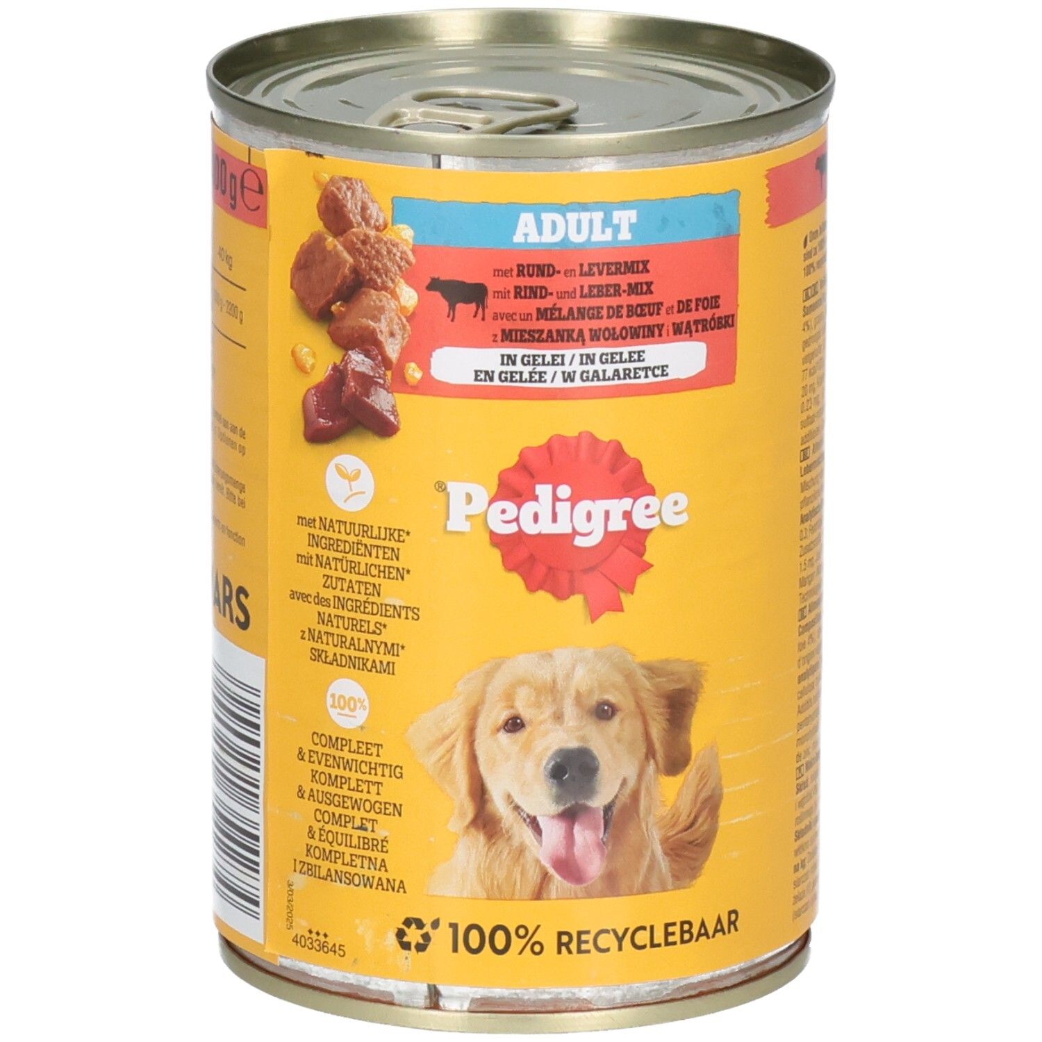 Pâtée Pedigree Adulte pour chien, bœuf et mélange foie.