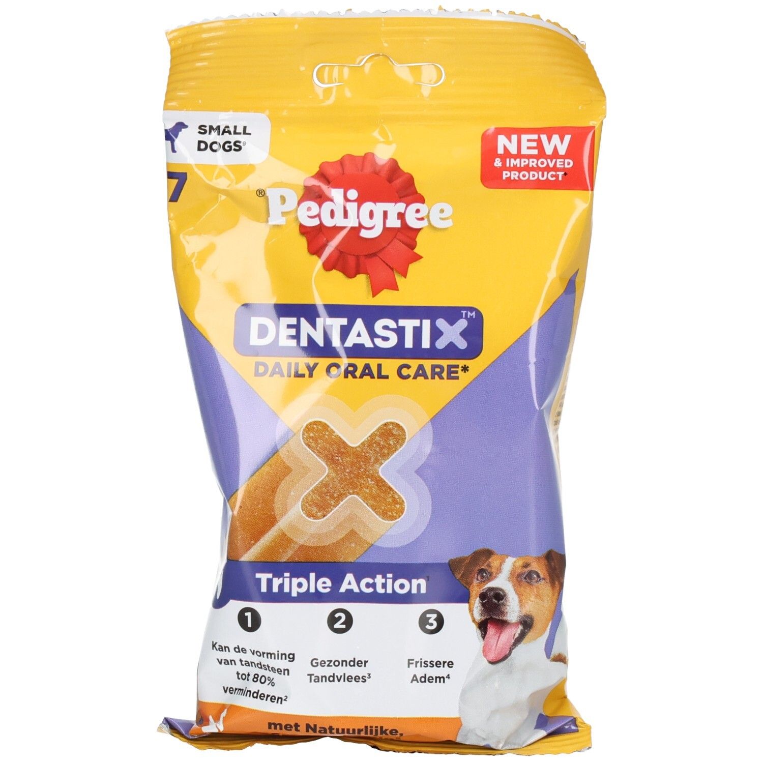 Pedigree Dentastix Daily Oral Care hondensnacks, Triple Action, voor kleine honden.