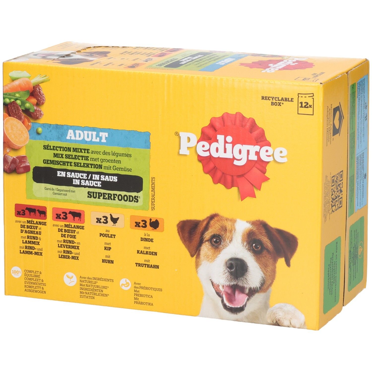 Pedigree Adult Superfoods hondenvoerbox met groenten, 12x multipack.