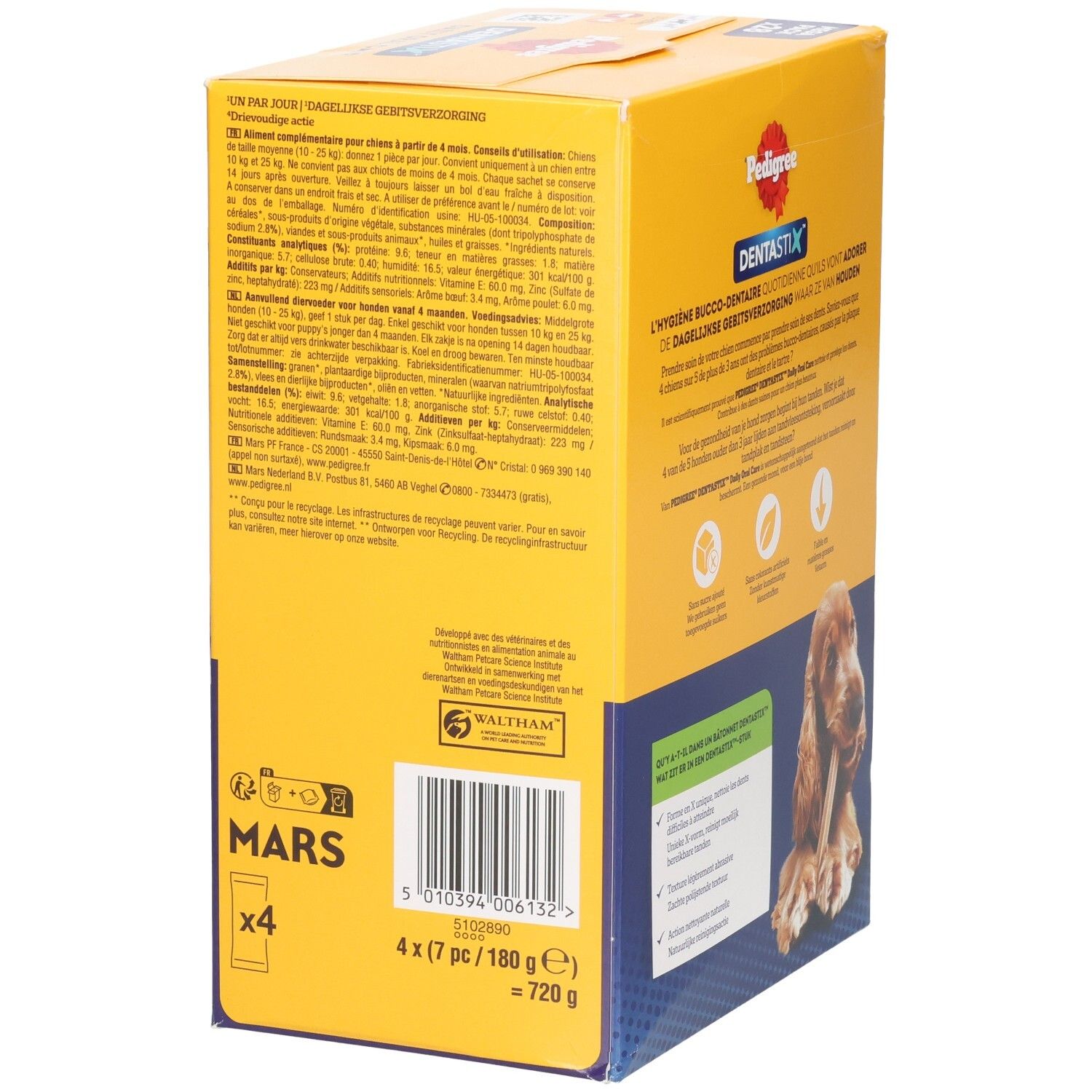 Pedigree Dentastix 4x7 pièces (180g) pour chiens, soin bucco-dentaire quotidien.