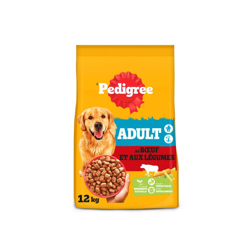 Sac de 12 kg de croquettes Pedigree Adulte Bœuf et Légumes.