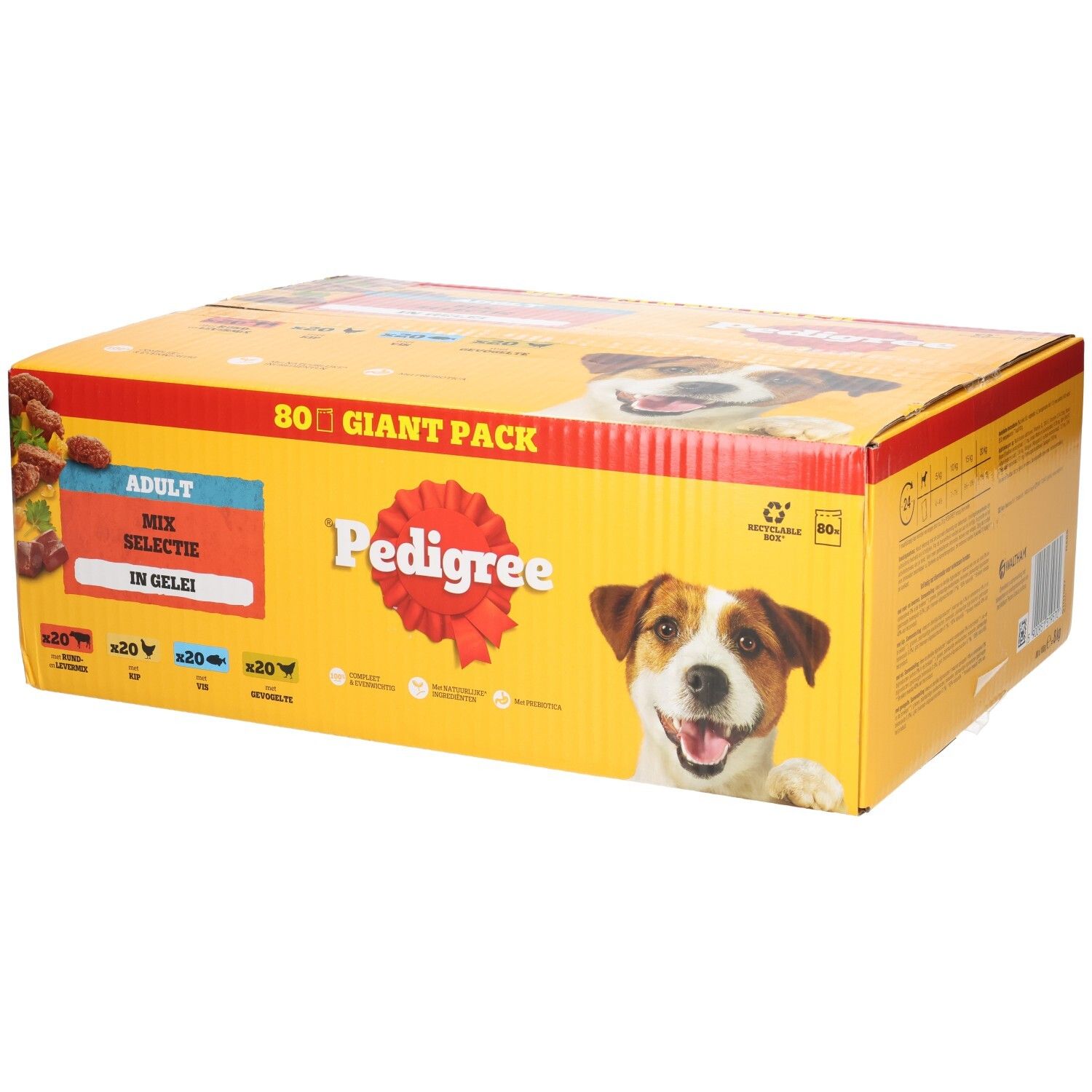 Pedigree Adult Mix Selectie in Gelei, 80 Giant Pack hondenvoer.