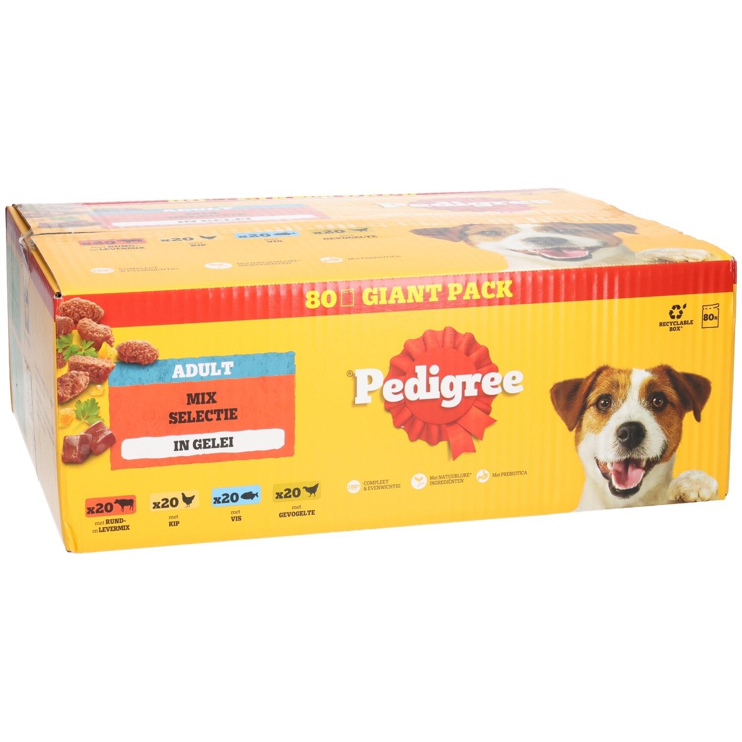 Pedigree Adult Mix Selectie in Gelei, 80 Giant Pack hondenvoer.